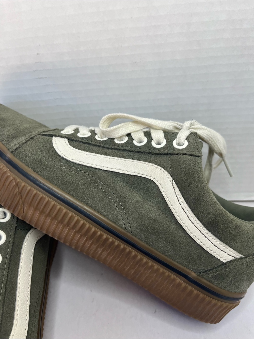 Vans Old Skool Dusty Olive Green Suede Gum Sole Skate Shoes Men 6.5 Women 8 - Picture 14 of 16